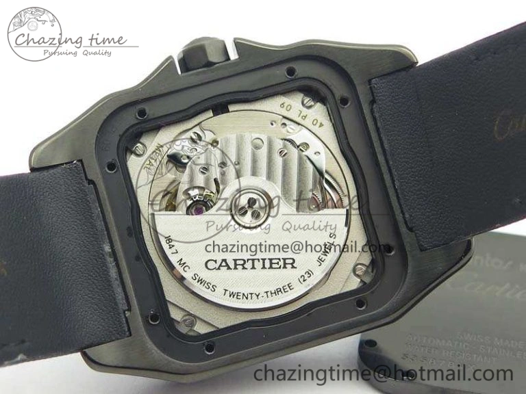 Santos 100 DLC V6F 1:1 Best Edition Black Dial On Black Nylon Strap A1847 MC