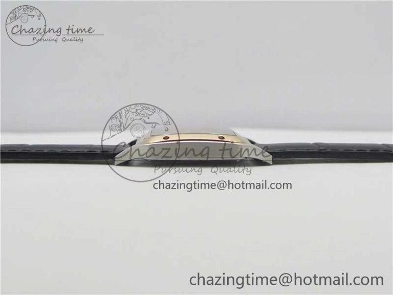 Santos 27.5mm SS RG XF 1:1 Best Edition Silver Dial on Black Croco Strap Ronda Quartz