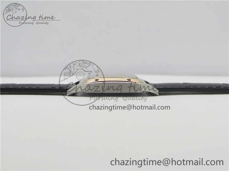 Santos 27.5mm SS RG XF 1:1 Best Edition Silver Dial on Black Croco Strap Ronda Quartz