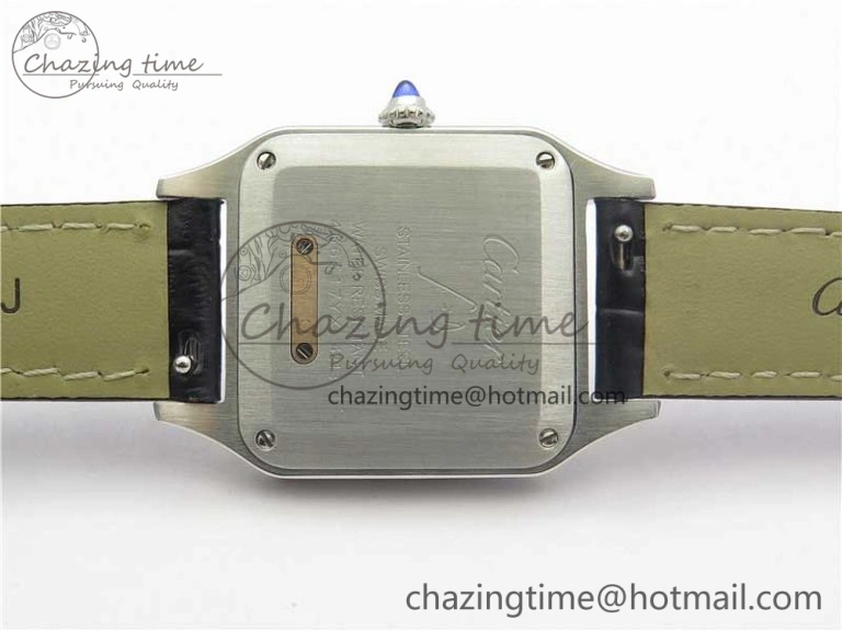 Santos 27.5mm SS RG XF 1:1 Best Edition Silver Dial on Black Croco Strap Ronda Quartz