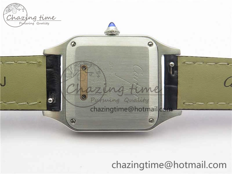 Santos 27.5mm SS RG XF 1:1 Best Edition Silver Dial on Black Croco Strap Ronda Quartz