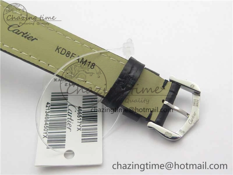 Santos 27.5mm SS RG XF 1:1 Best Edition Silver Dial on Black Croco Strap Ronda Quartz