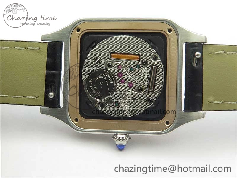 Santos 27.5mm SS RG XF 1:1 Best Edition Silver Dial on Black Croco Strap Ronda Quartz