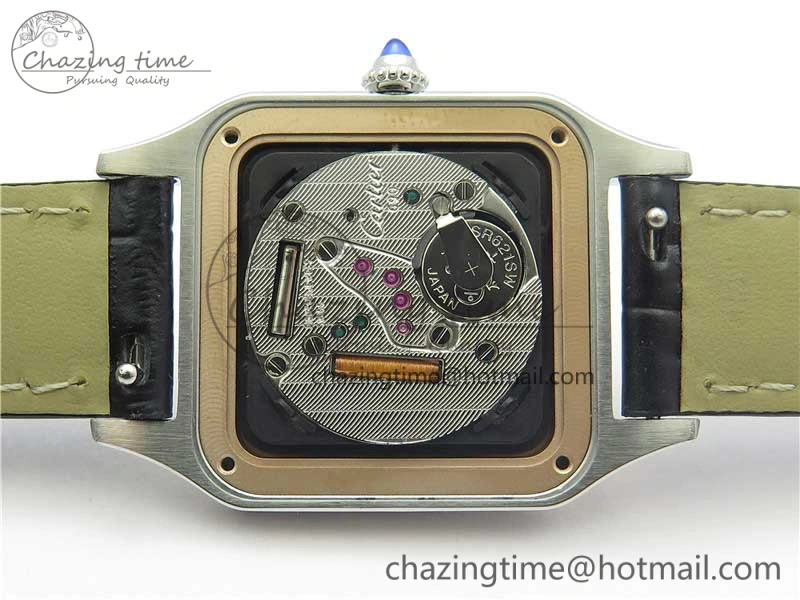 Santos 27.5mm SS RG XF 1:1 Best Edition Silver Dial on Black Croco Strap Ronda Quartz