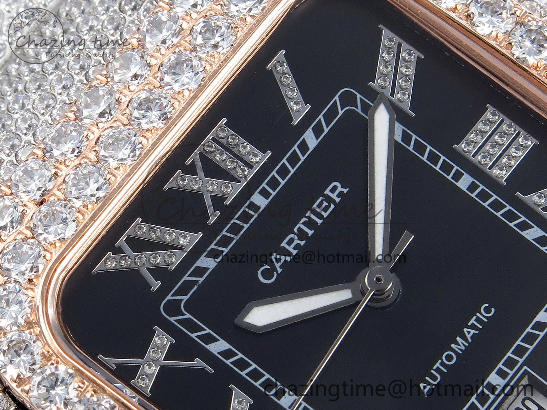 Santos De 40mm TWF 1:1 Best Edition Black Dial 904L SS RG Case and Bracelet A2824