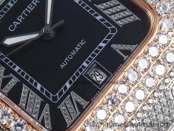 Santos De 40mm TWF 1:1 Best Edition Black Dial 904L SS RG Case and Bracelet A2824