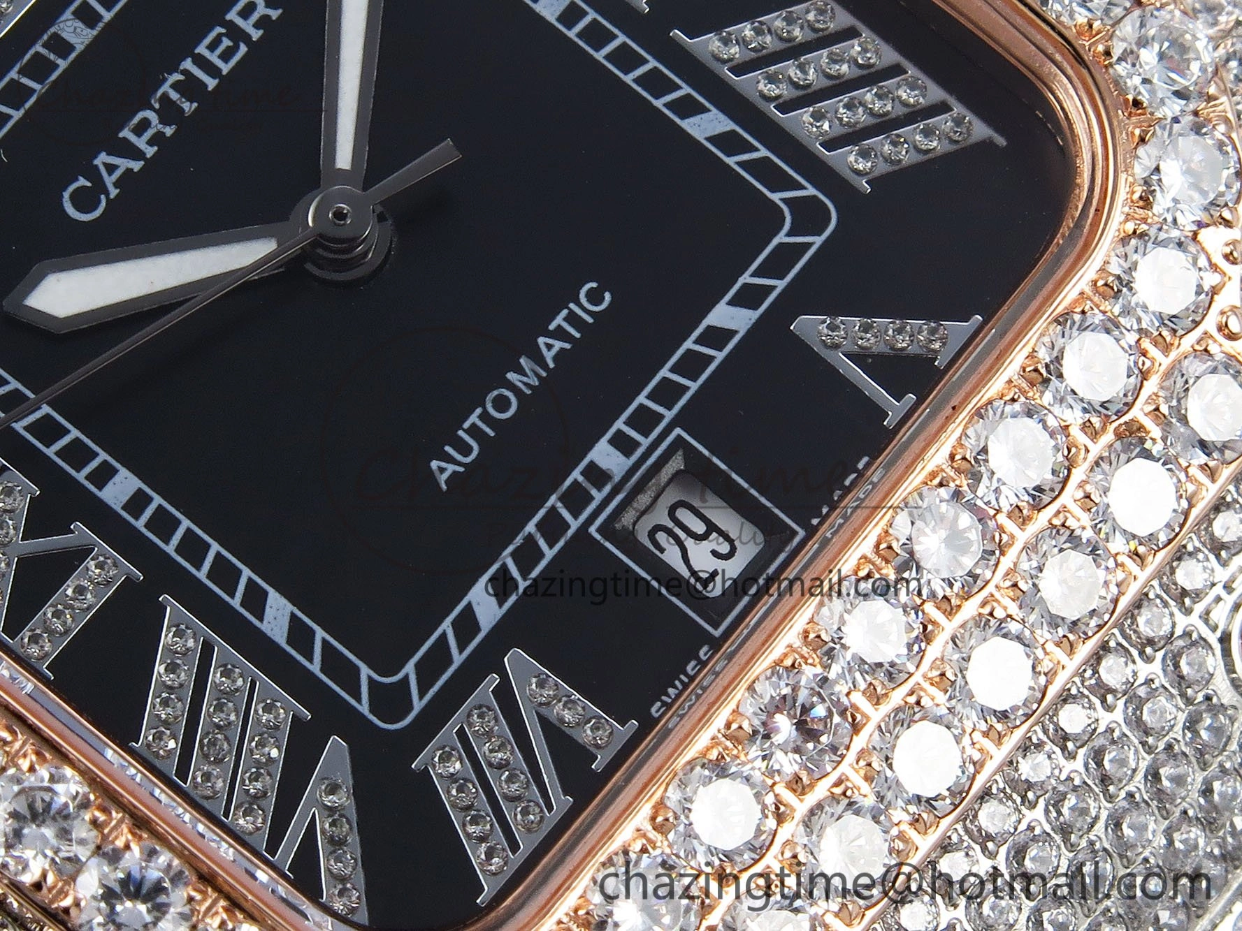 Santos De 40mm TWF 1:1 Best Edition Black Dial 904L SS RG Case and Bracelet A2824
