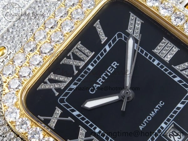 Santos De 40mm TWF 1:1 Best Edition Black Dial 904L SS YG Case and Bracelet A2824