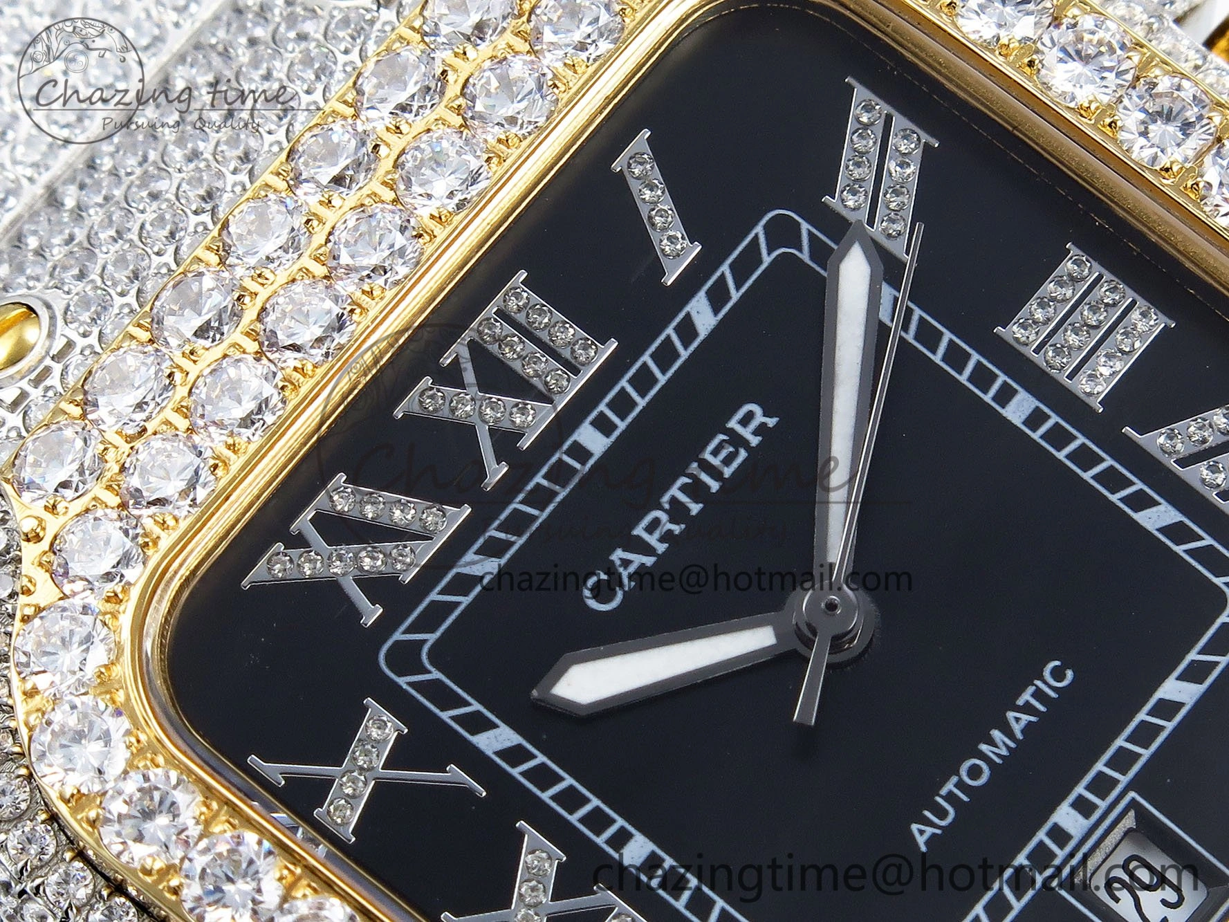 Santos De 40mm TWF 1:1 Best Edition Black Dial 904L SS YG Case and Bracelet A2824