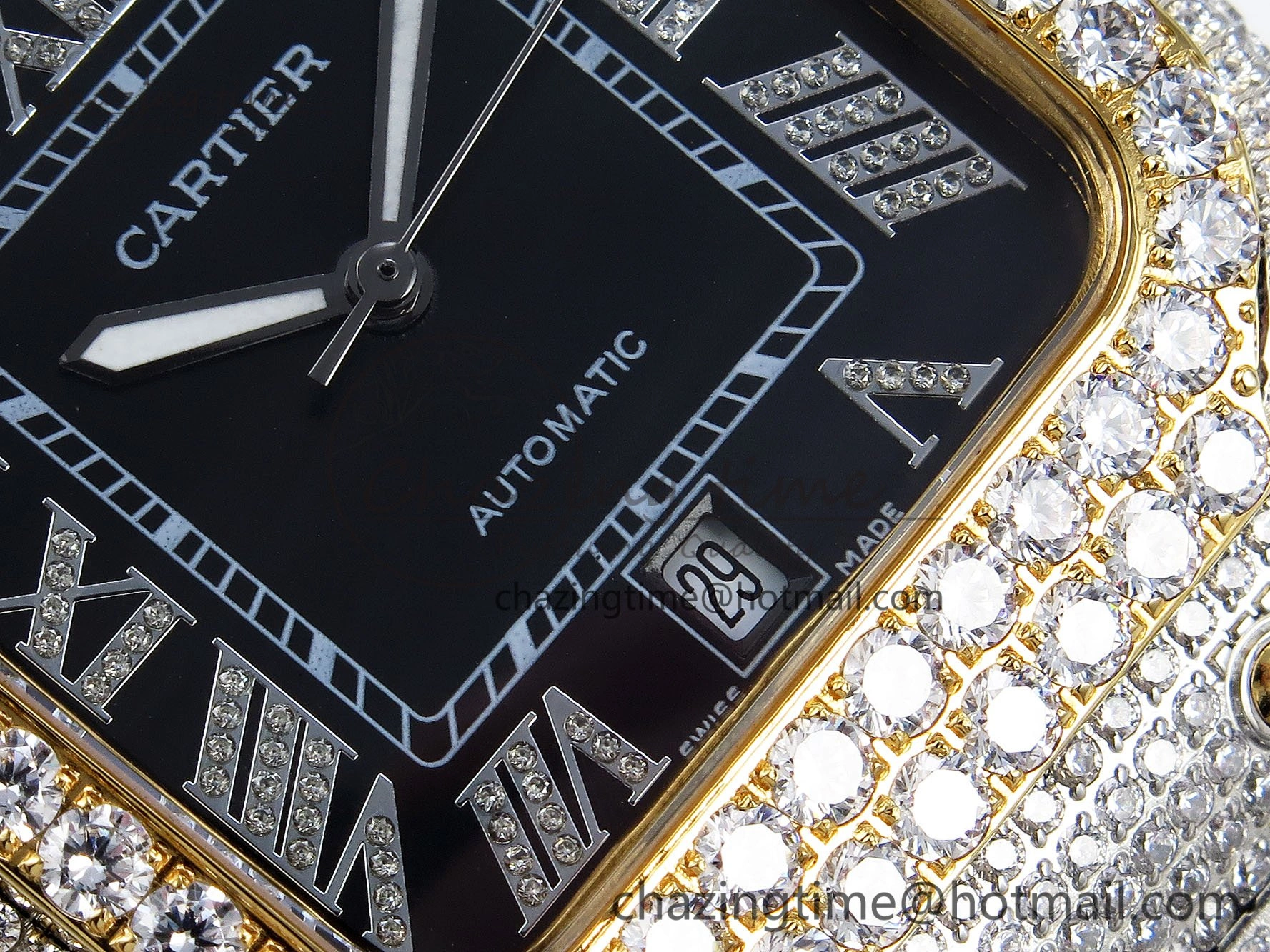 Santos De 40mm TWF 1:1 Best Edition Black Dial 904L SS YG Case and Bracelet A2824