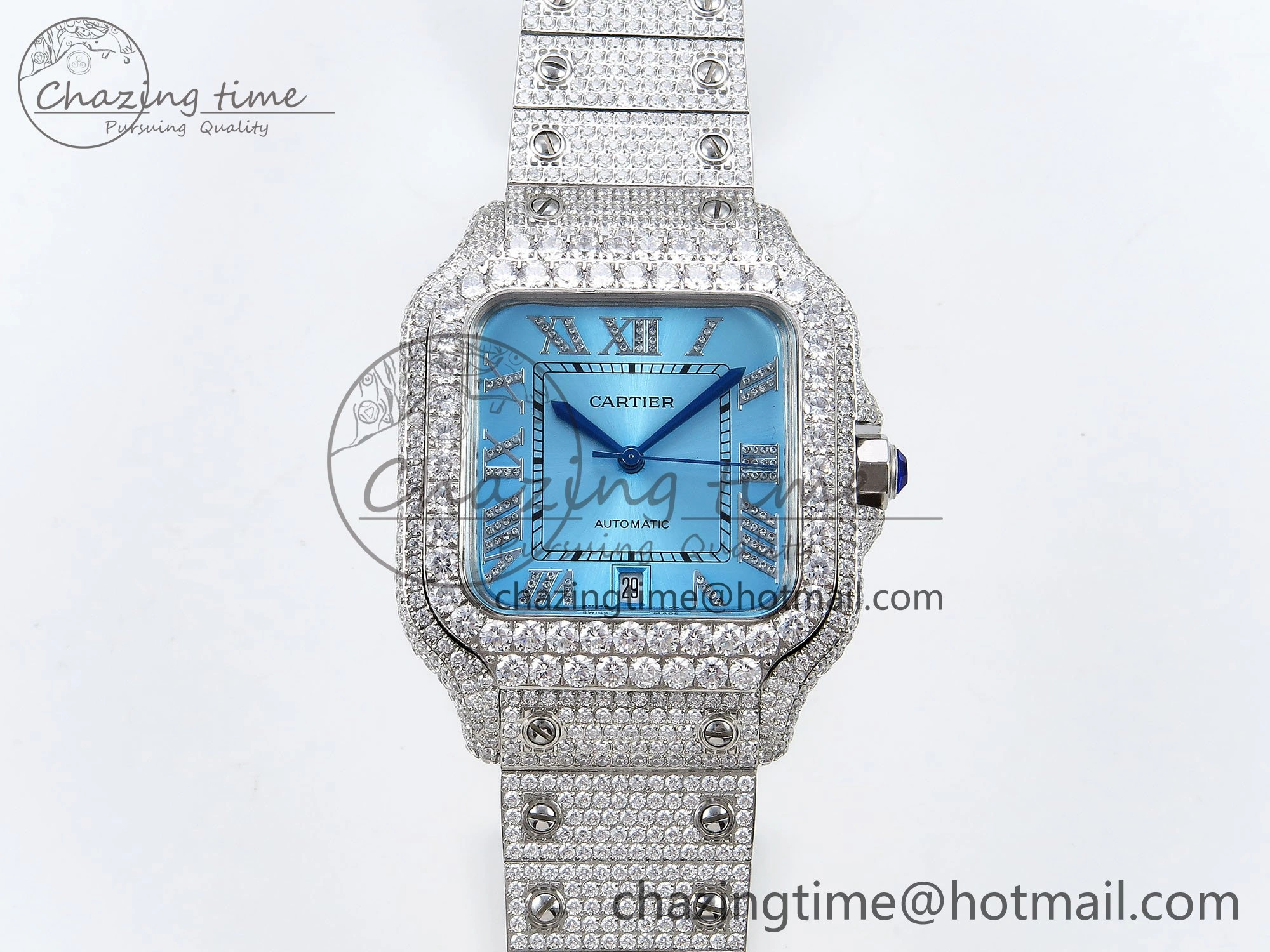 Santos De 40mm TWF 1:1 Best Edition Blue Dial 904L SS Case and Bracelet A2824