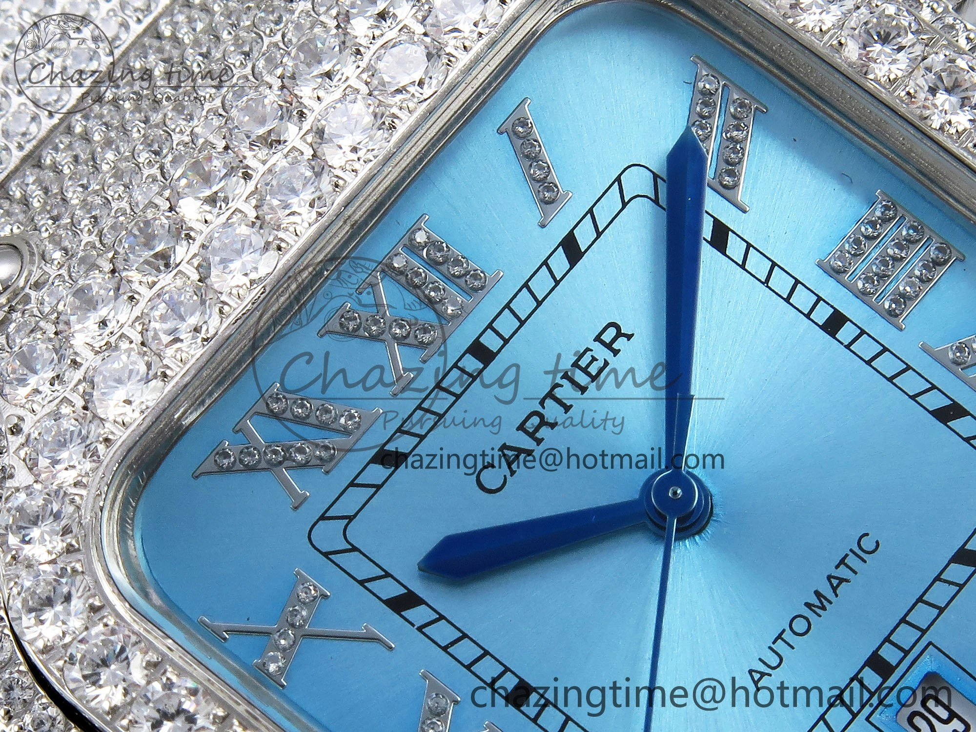 Santos De 40mm TWF 1:1 Best Edition Blue Dial 904L SS Case and Bracelet A2824