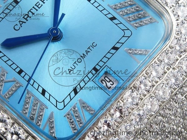 Santos De 40mm TWF 1:1 Best Edition Blue Dial 904L SS Case and Bracelet A2824