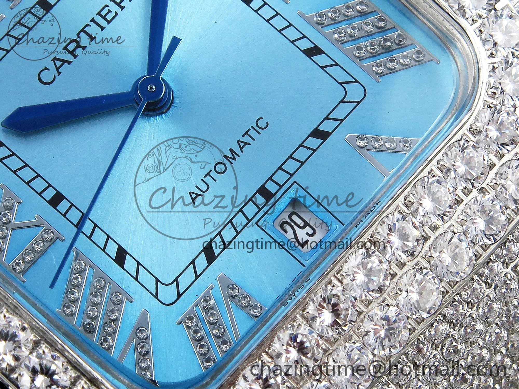 Santos De 40mm TWF 1:1 Best Edition Blue Dial 904L SS Case and Bracelet A2824