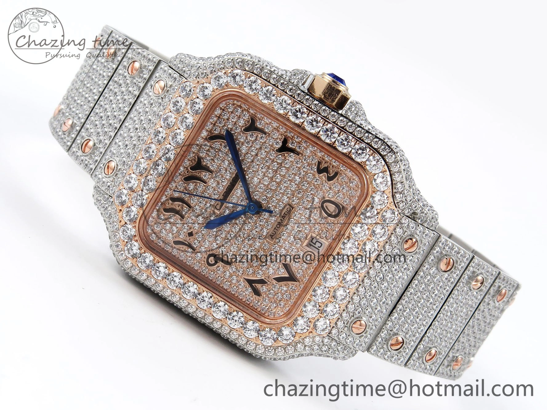 Santos De 40mm TWF 1:1 Best Edition RG Dial 904L SS RG Case and Bracelet A2824