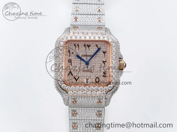 Santos De 40mm TWF 1:1 Best Edition RG Dial 904L SS RG Case and Bracelet A2824