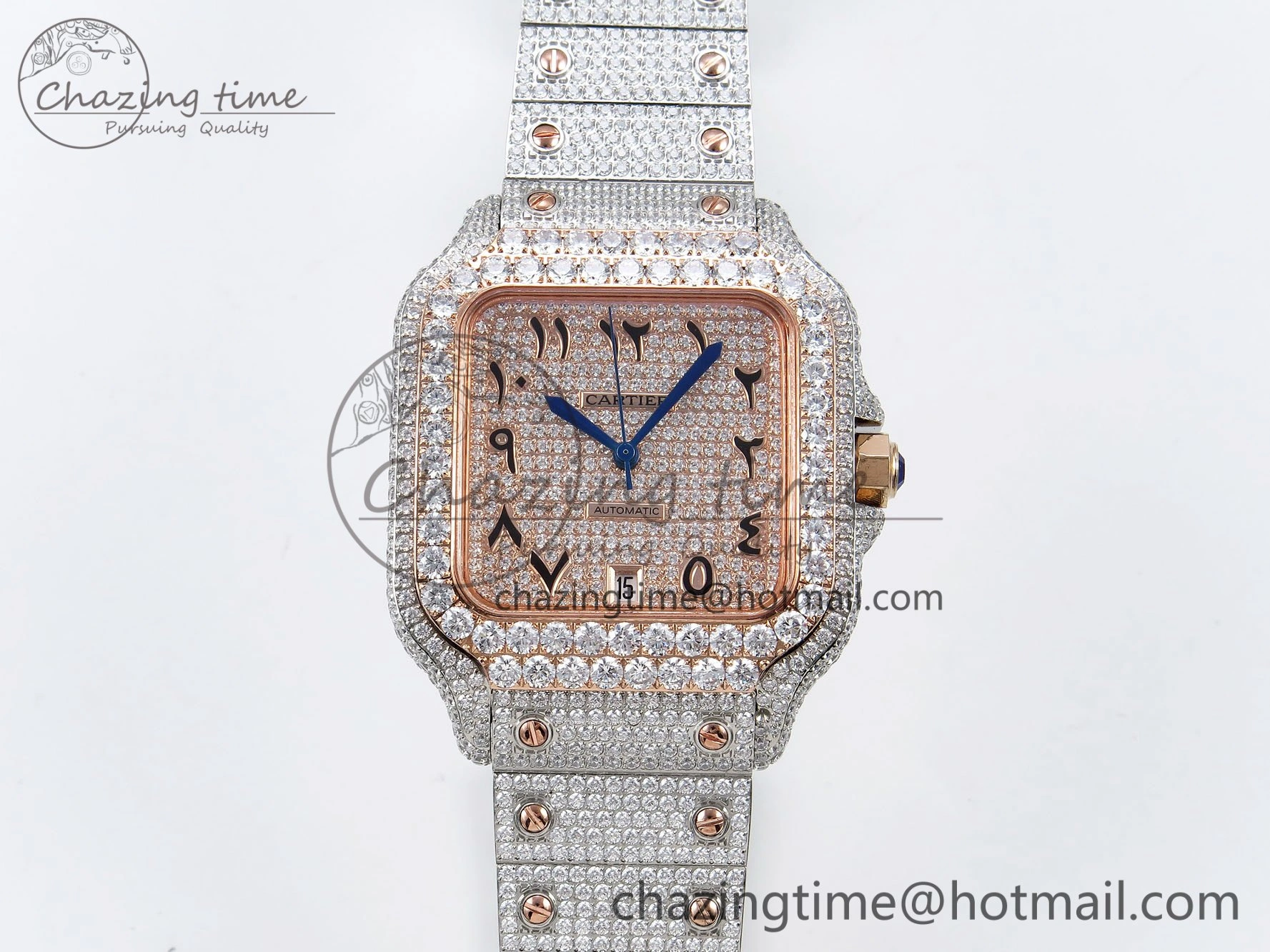 Santos De 40mm TWF 1:1 Best Edition RG Dial 904L SS RG Case and Bracelet A2824