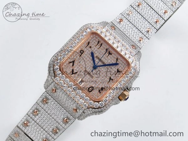 Santos De 40mm TWF 1:1 Best Edition RG Dial 904L SS RG Case and Bracelet A2824