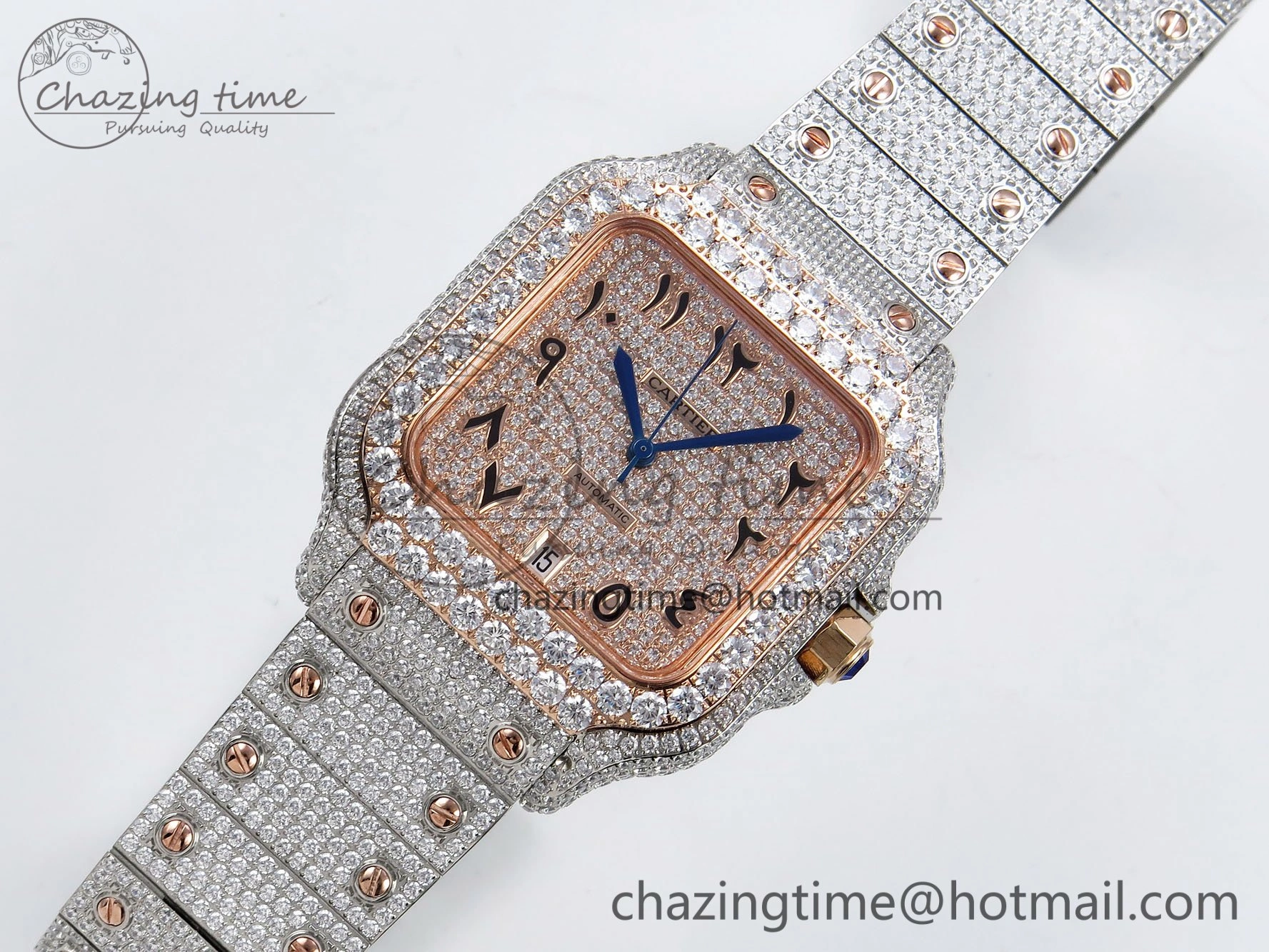 Santos De 40mm TWF 1:1 Best Edition RG Dial 904L SS RG Case and Bracelet A2824
