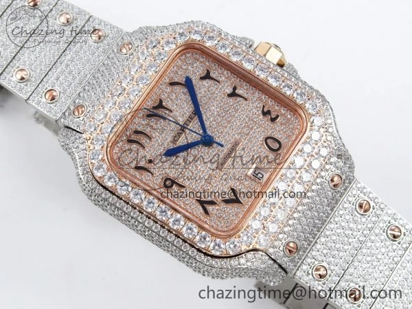 Santos De 40mm TWF 1:1 Best Edition RG Dial 904L SS RG Case and Bracelet A2824