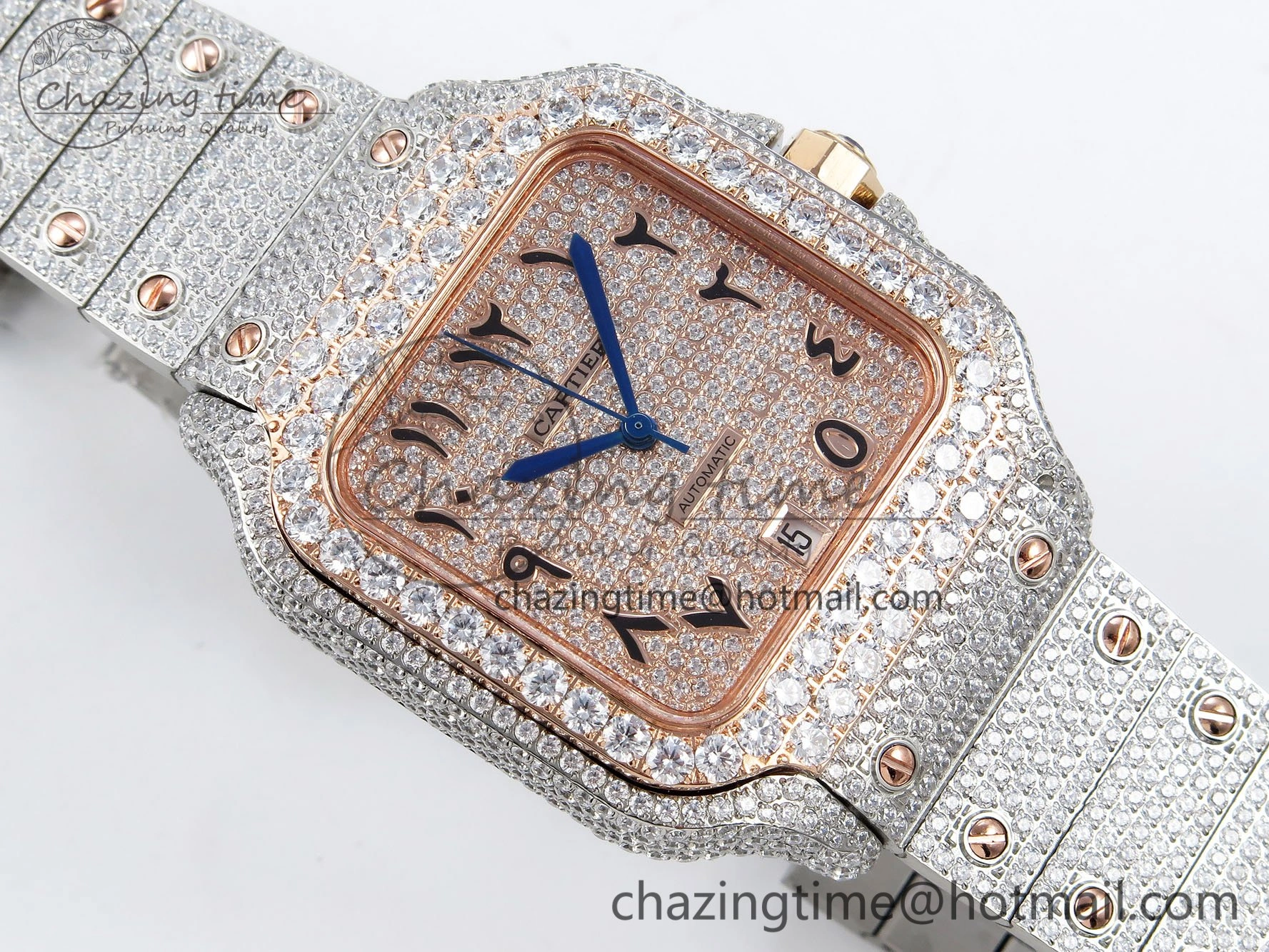 Santos De 40mm TWF 1:1 Best Edition RG Dial 904L SS RG Case and Bracelet A2824