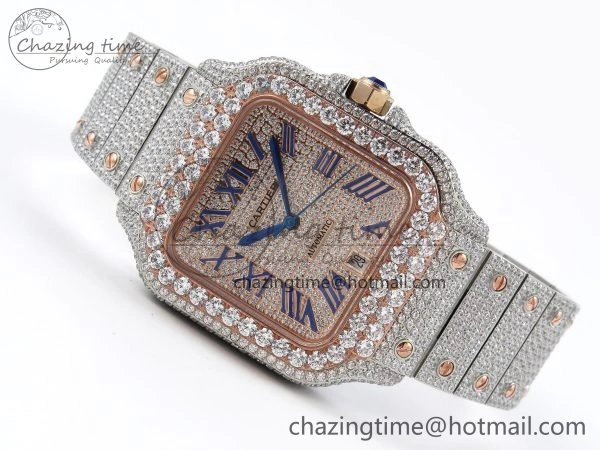 Santos De 40mm TWF 1:1 Best Edition RG Dial 904L SS RG Case and Bracelet A2824
