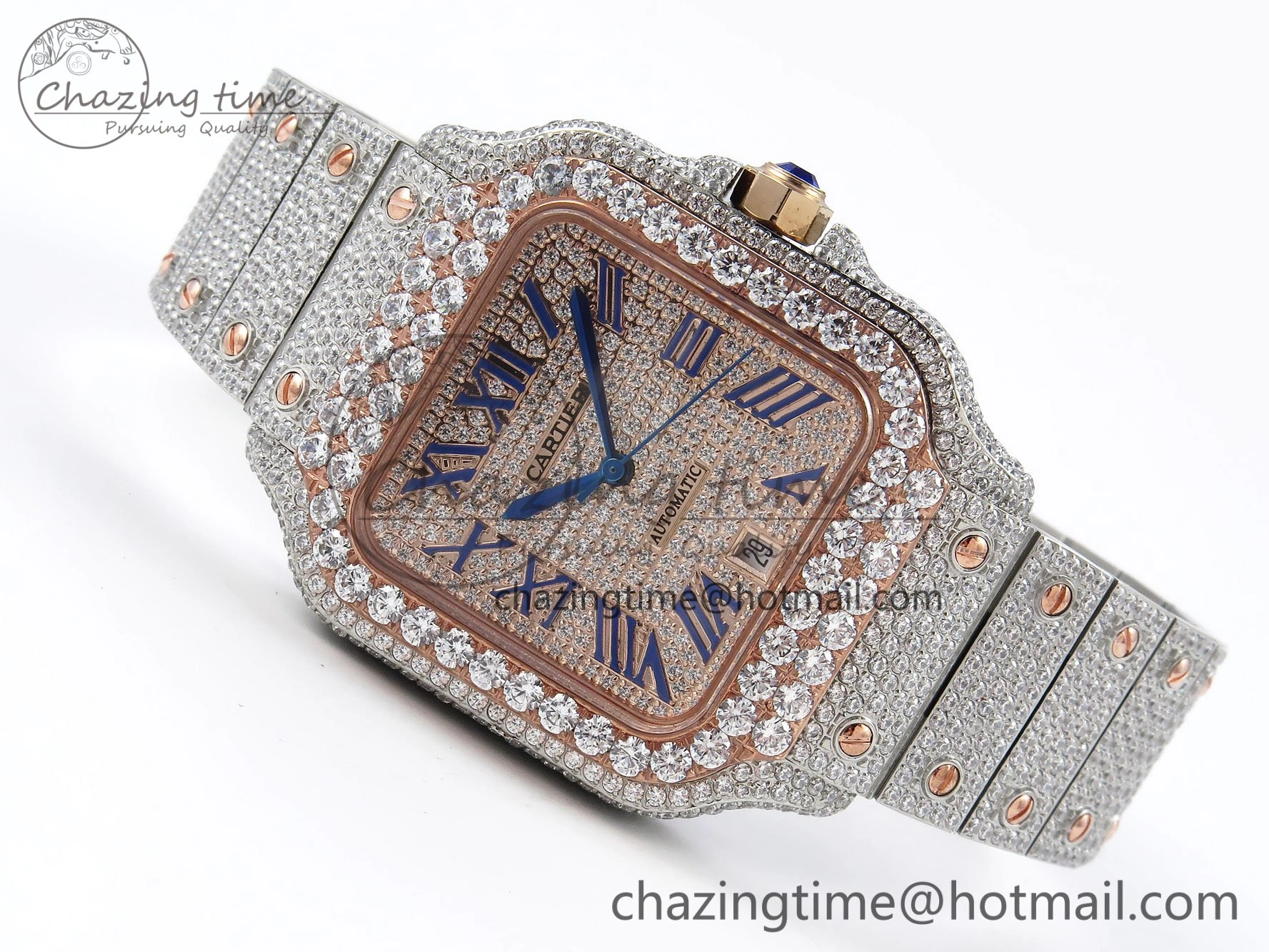 Santos De 40mm TWF 1:1 Best Edition RG Dial 904L SS RG Case and Bracelet A2824