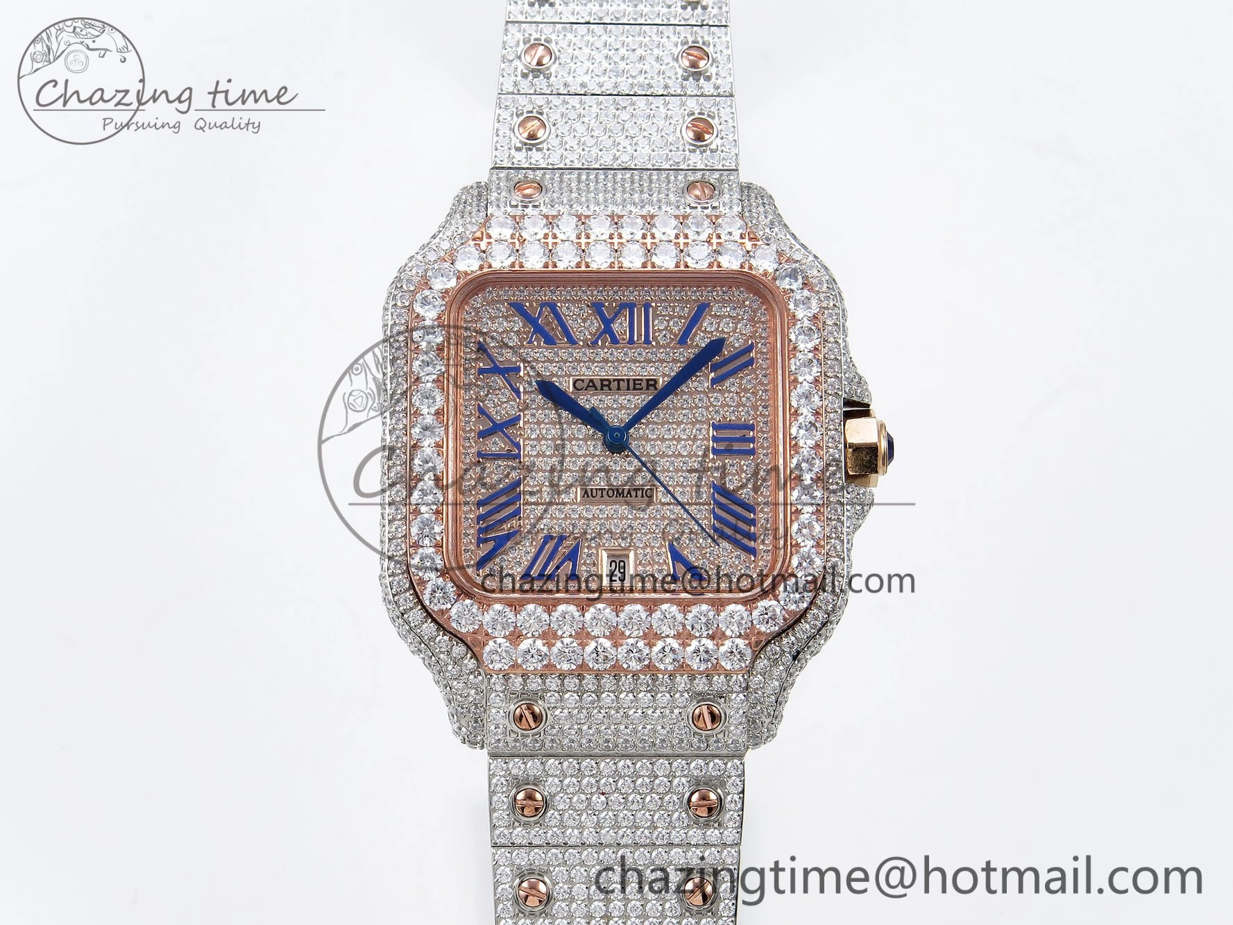Santos De 40mm TWF 1:1 Best Edition RG Dial 904L SS RG Case and Bracelet A2824