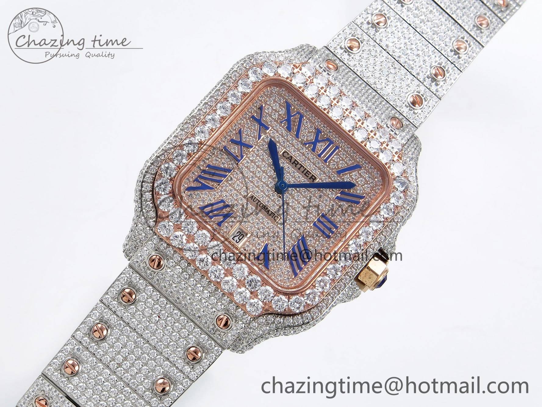 Santos De 40mm TWF 1:1 Best Edition RG Dial 904L SS RG Case and Bracelet A2824