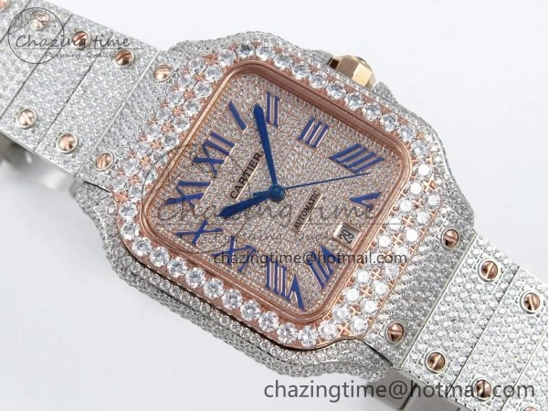 Santos De 40mm TWF 1:1 Best Edition RG Dial 904L SS RG Case and Bracelet A2824
