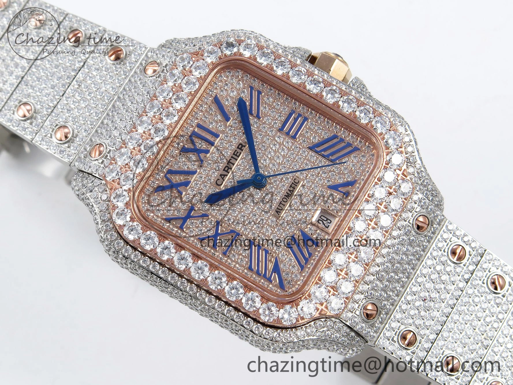 Santos De 40mm TWF 1:1 Best Edition RG Dial 904L SS RG Case and Bracelet A2824