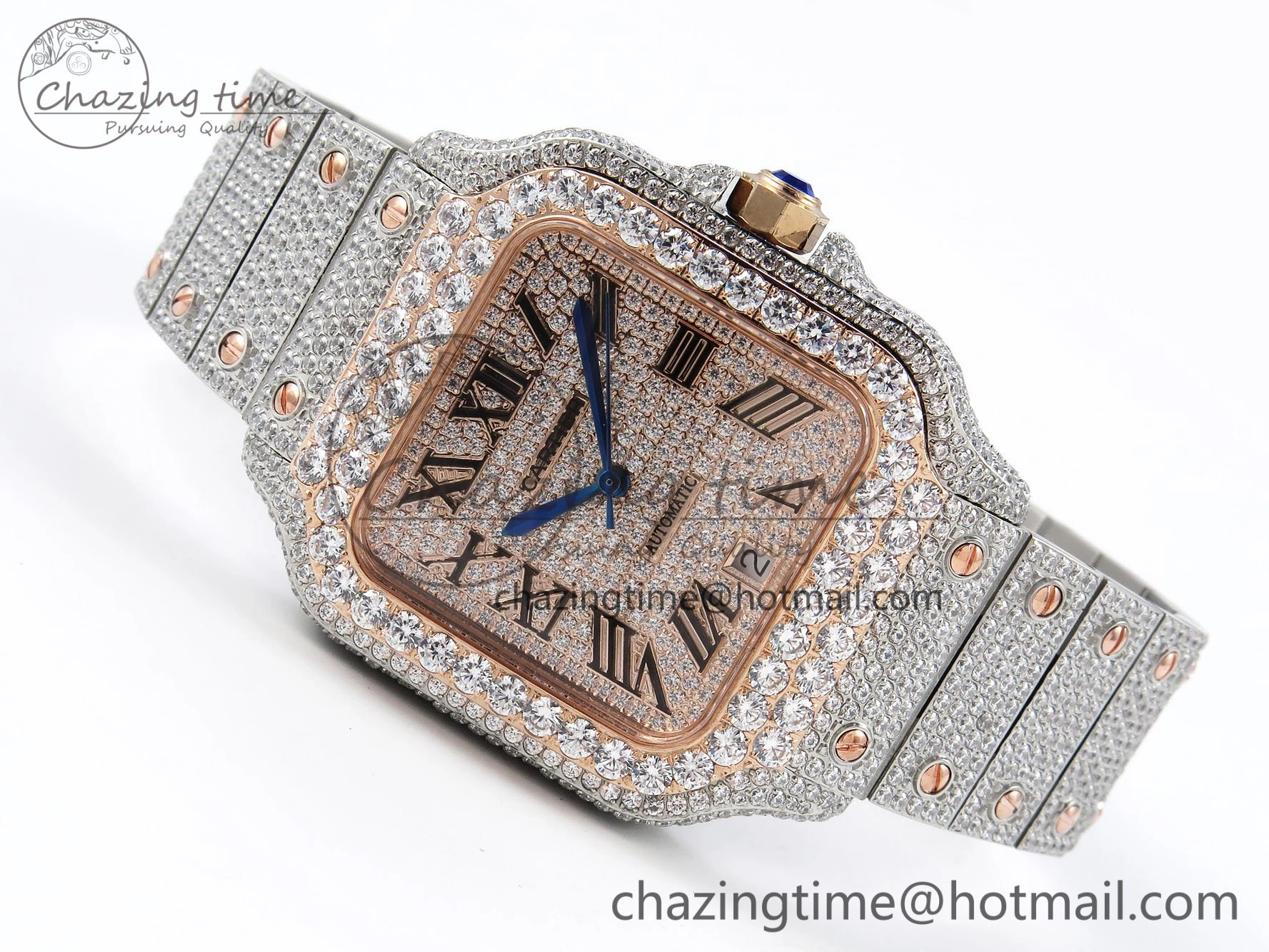 Santos De 40mm TWF 1:1 Best Edition RG Dial 904L SS RG Case and Bracelet A2824