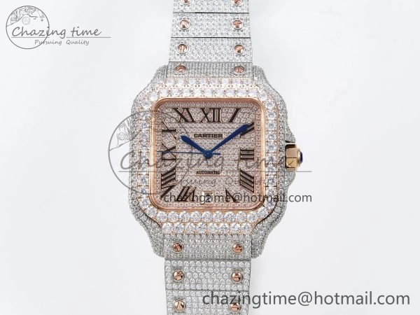 Santos De 40mm TWF 1:1 Best Edition RG Dial 904L SS RG Case and Bracelet A2824