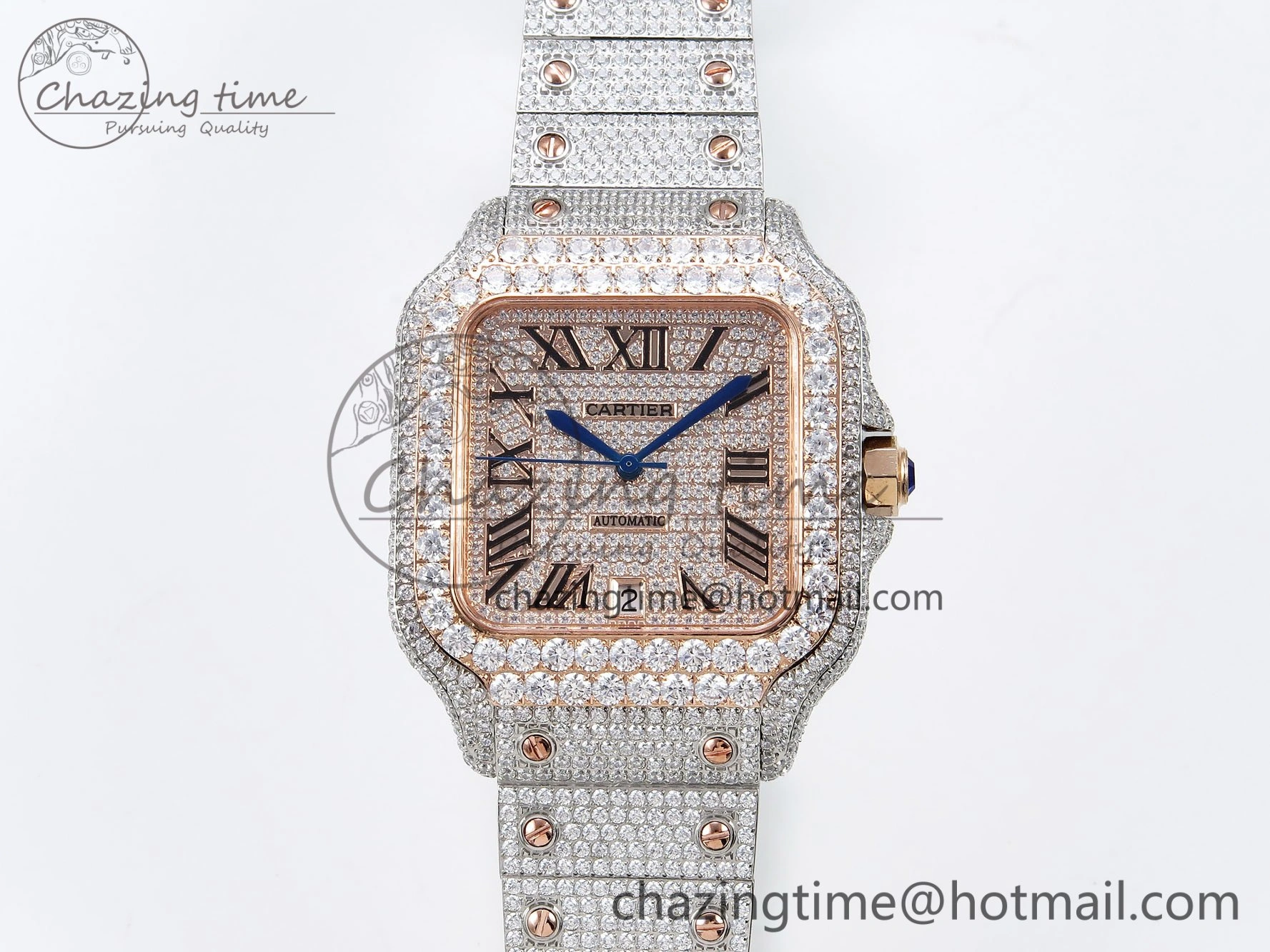 Santos De 40mm TWF 1:1 Best Edition RG Dial 904L SS RG Case and Bracelet A2824