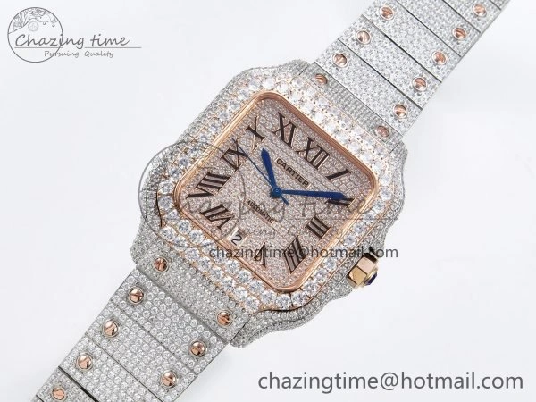 Santos De 40mm TWF 1:1 Best Edition RG Dial 904L SS RG Case and Bracelet A2824