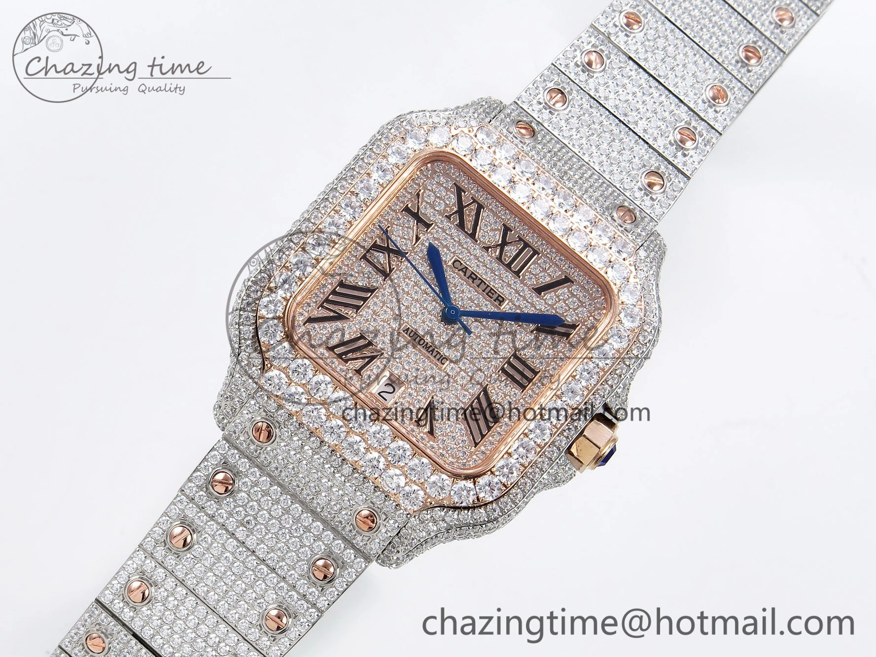 Santos De 40mm TWF 1:1 Best Edition RG Dial 904L SS RG Case and Bracelet A2824