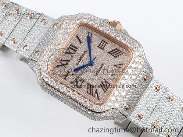 Santos De 40mm TWF 1:1 Best Edition RG Dial 904L SS RG Case and Bracelet A2824