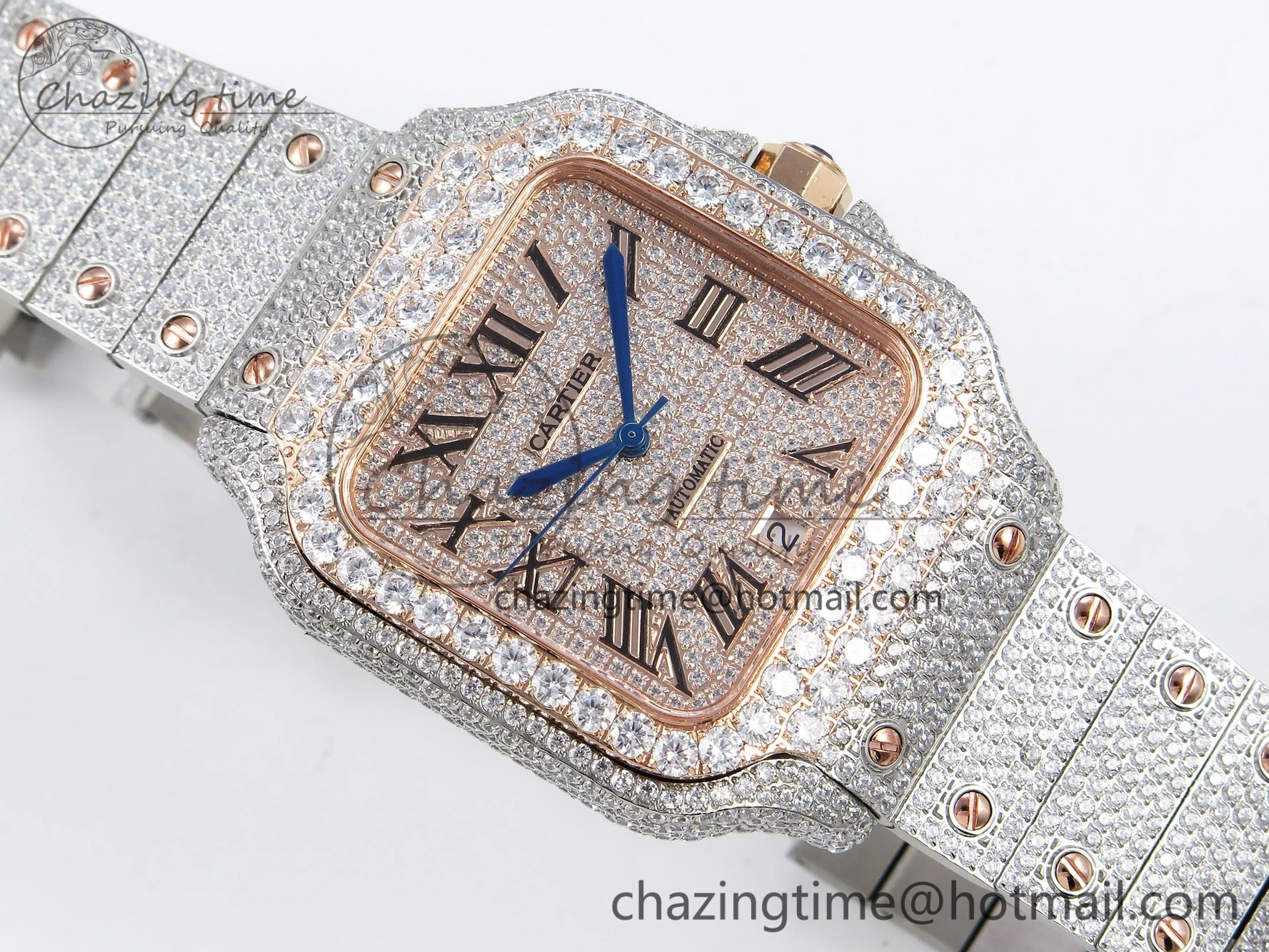 Santos De 40mm TWF 1:1 Best Edition RG Dial 904L SS RG Case and Bracelet A2824