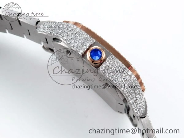 Santos De 40mm TWF 1:1 Best Edition RG Rainbow Dial 904L SS RG Case and Bracelet A2824
