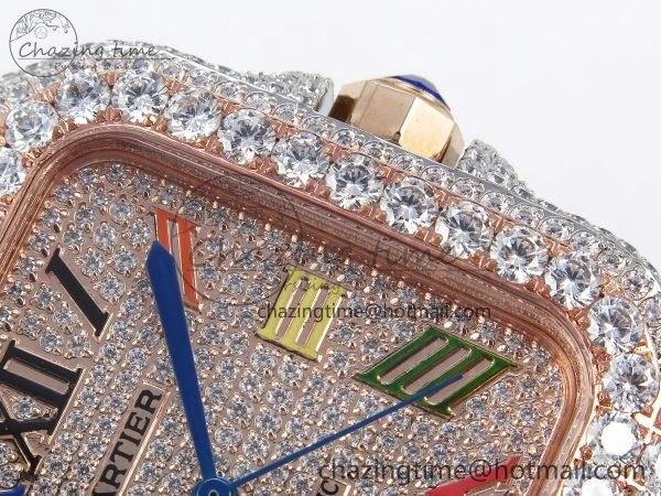 Santos De 40mm TWF 1:1 Best Edition RG Rainbow Dial 904L SS RG Case and Bracelet A2824