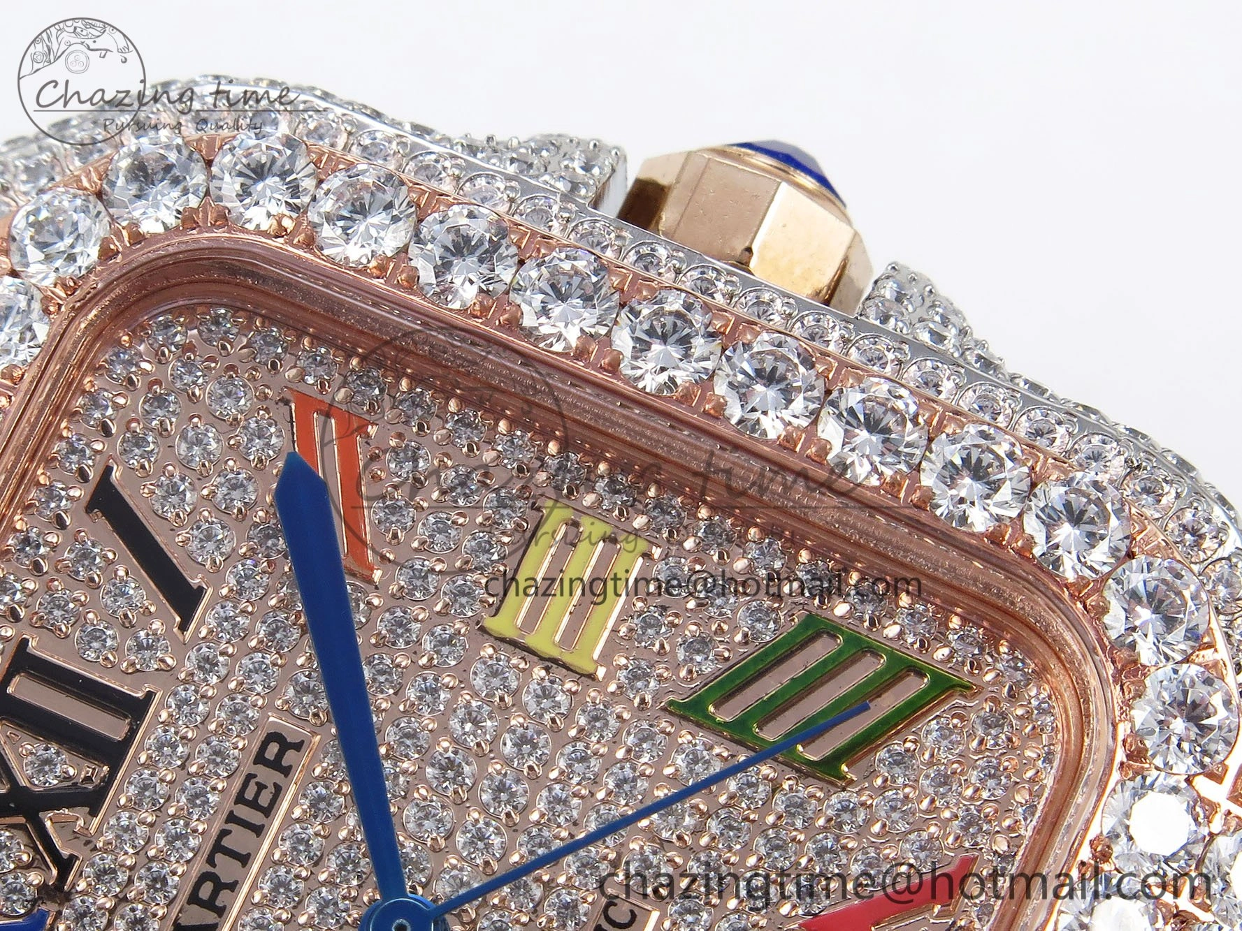 Santos De 40mm TWF 1:1 Best Edition RG Rainbow Dial 904L SS RG Case and Bracelet A2824