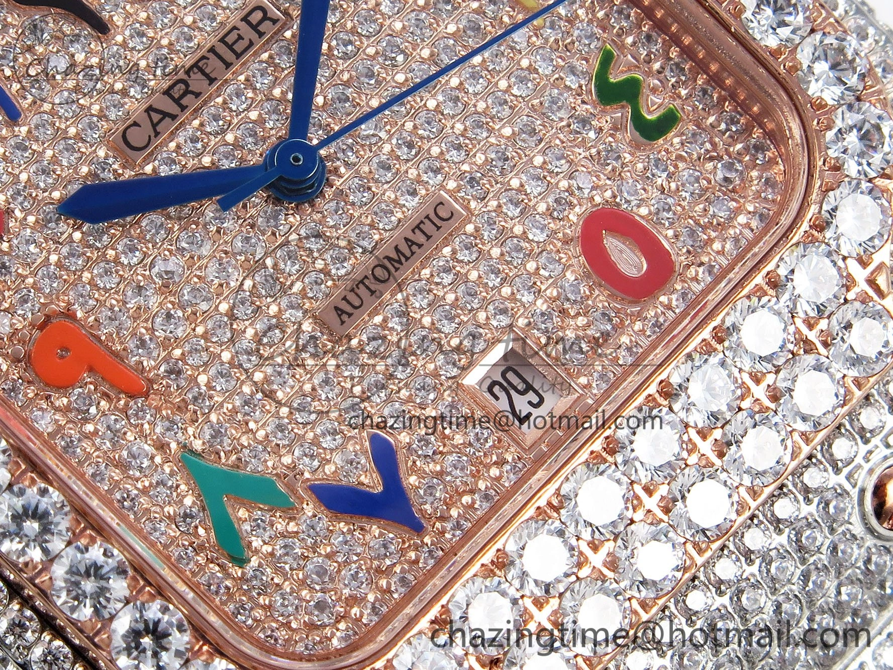Santos De 40mm TWF 1:1 Best Edition RG Rainbow Dial 904L SS RG Case and Bracelet A2824
