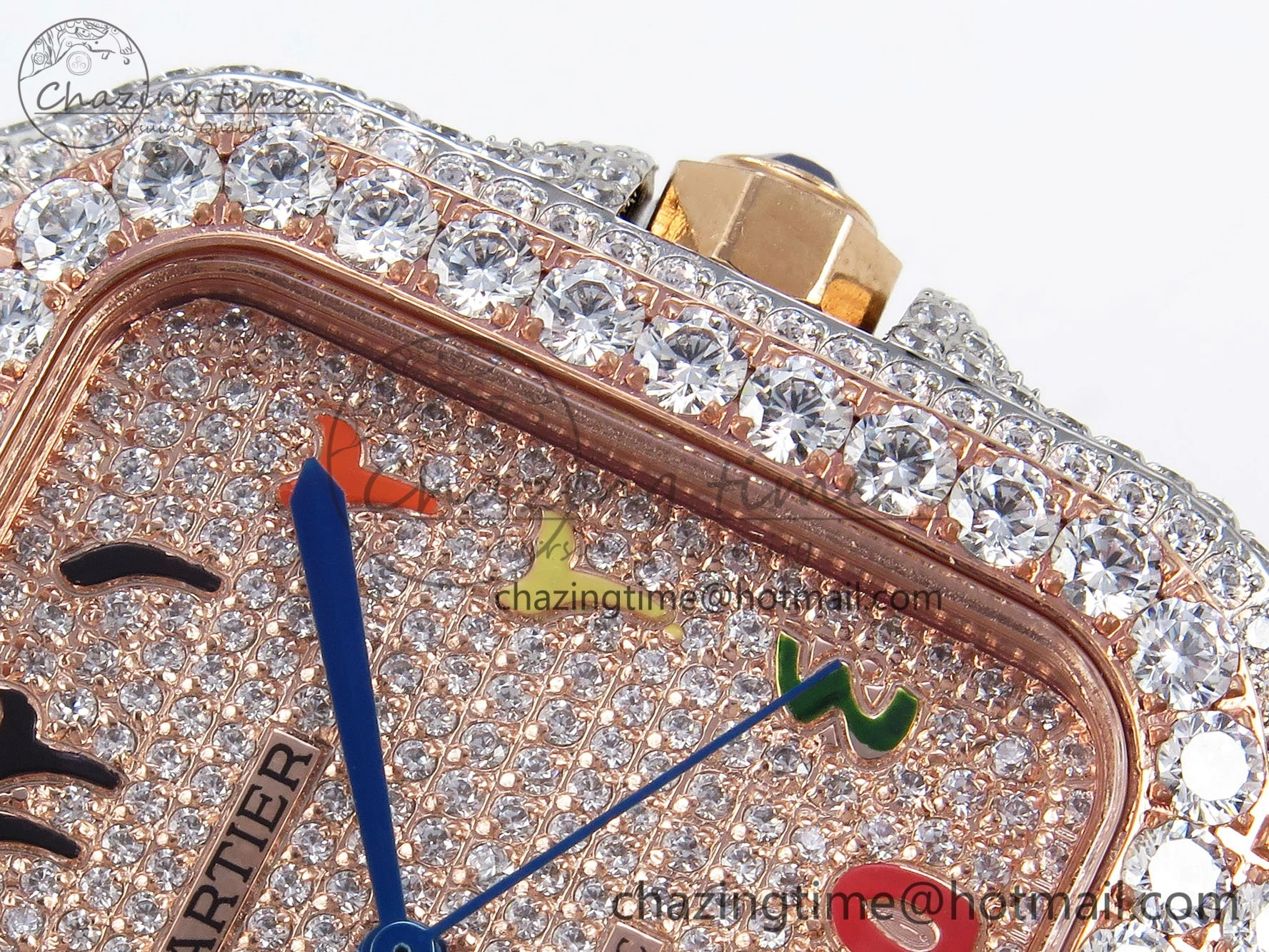 Santos De 40mm TWF 1:1 Best Edition RG Rainbow Dial 904L SS RG Case and Bracelet A2824
