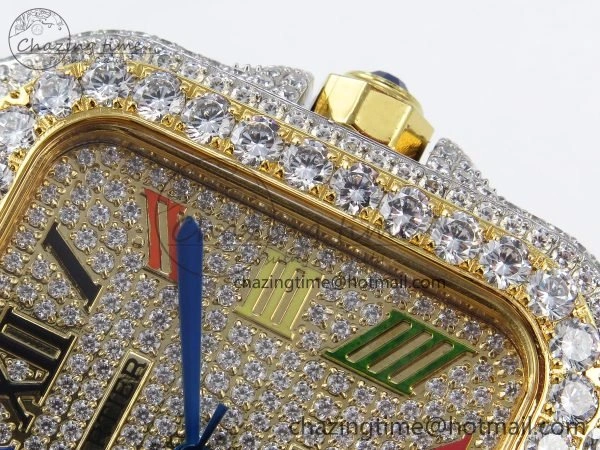 Santos De 40mm TWF 1:1 Best Edition Rainbow Dial 904L SS YG Case and Bracelet A2824