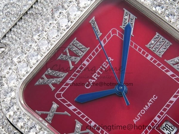 Santos De 40mm TWF 1:1 Best Edition Red Dial 904L SS Case and Bracelet A2824