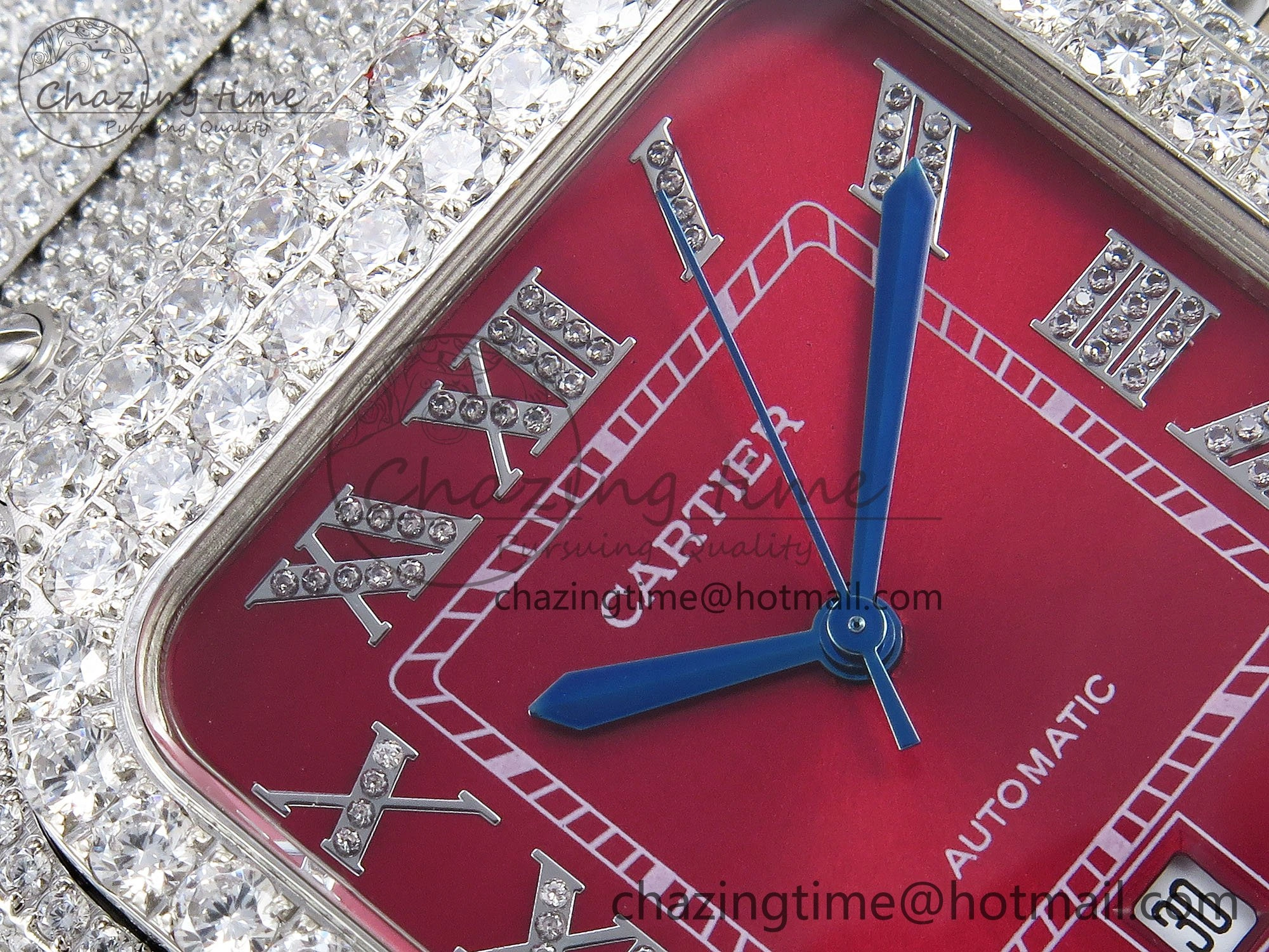 Santos De 40mm TWF 1:1 Best Edition Red Dial 904L SS Case and Bracelet A2824