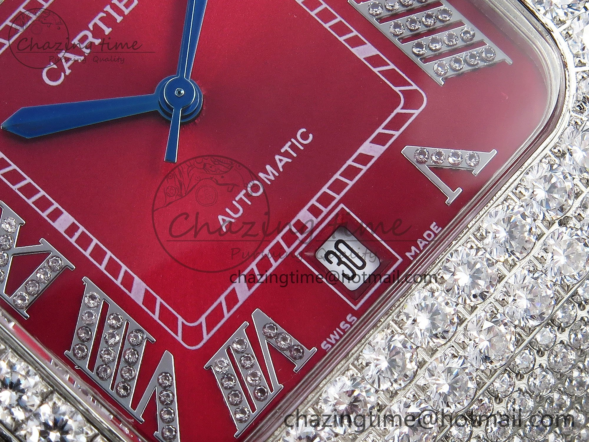 Santos De 40mm TWF 1:1 Best Edition Red Dial 904L SS Case and Bracelet A2824