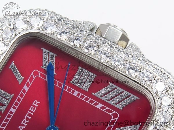 Santos De 40mm TWF 1:1 Best Edition Red Dial 904L SS Case and Bracelet A2824