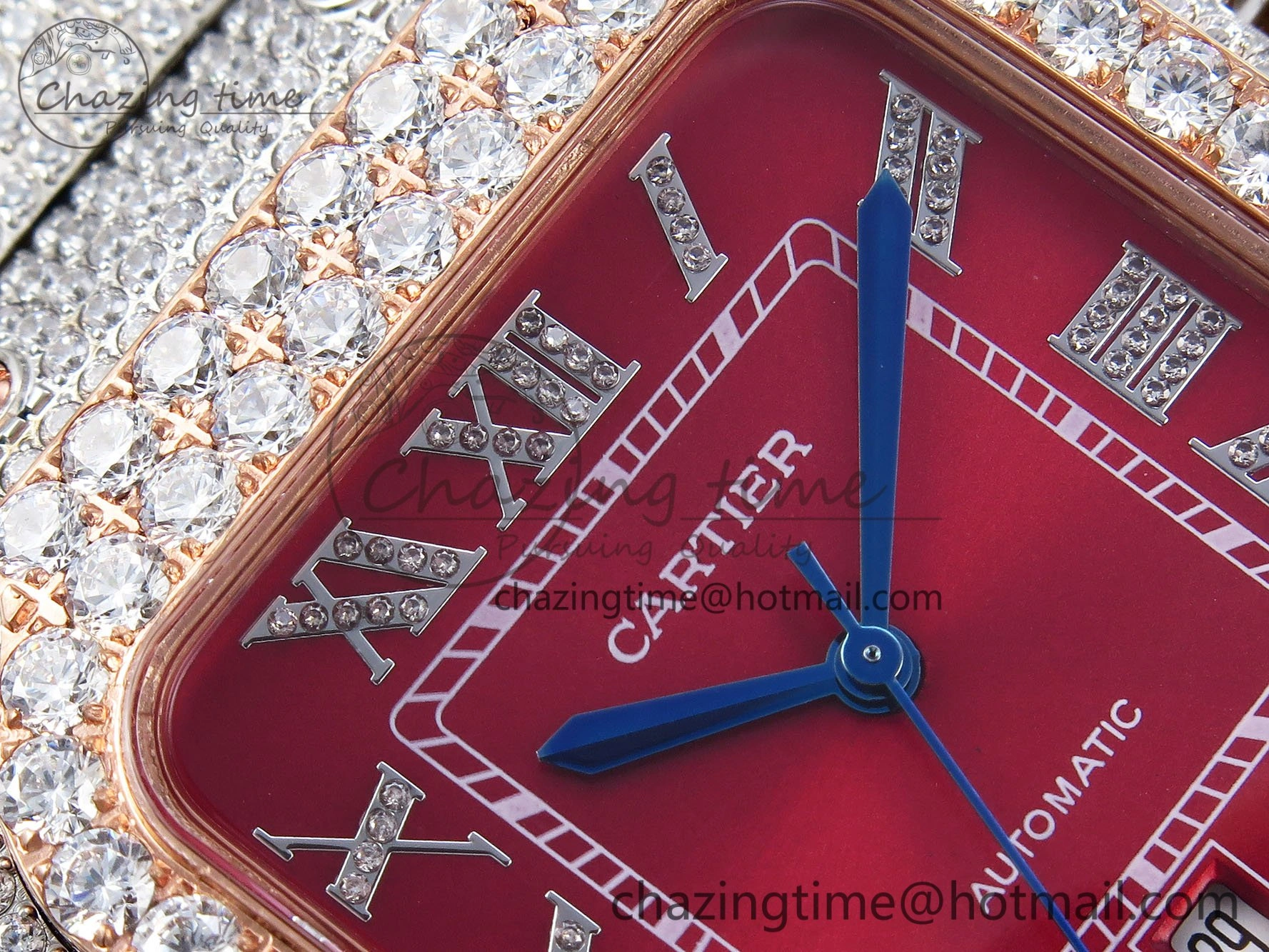 Santos De 40mm TWF 1:1 Best Edition Red Dial 904L SS RG Case and Bracelet A2824