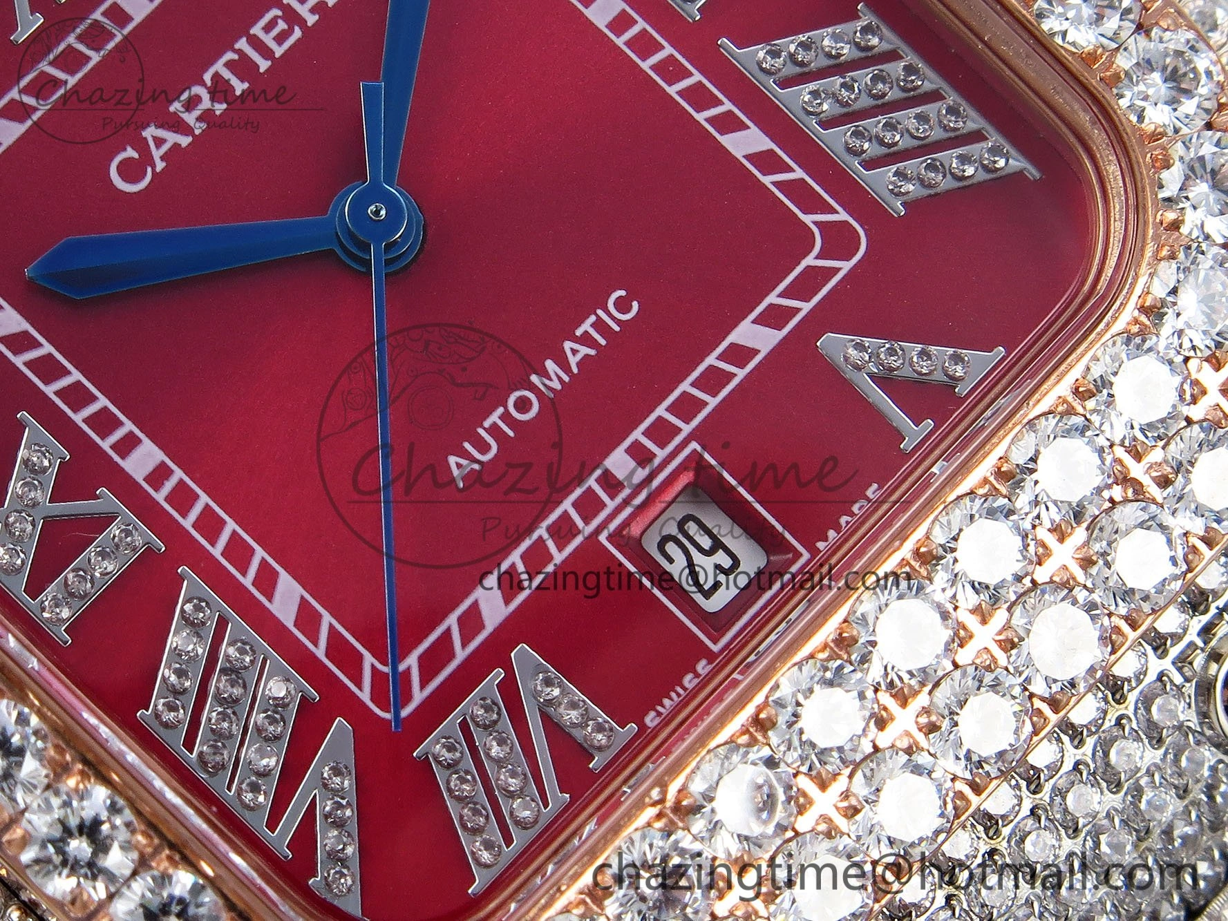 Santos De 40mm TWF 1:1 Best Edition Red Dial 904L SS RG Case and Bracelet A2824